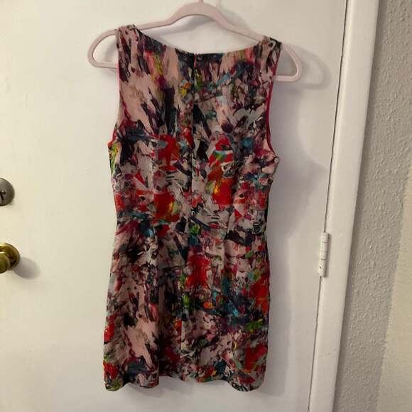 BB Dakota Abstract Watercolor Sheath Cocktail Dress 6 Multicolor Retrogirl Glam - Picture 4 of 10